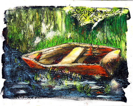 canoe on river bank